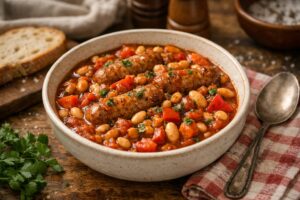 Healthy Slow Cooker Sausage & Bean Casserole Recipe