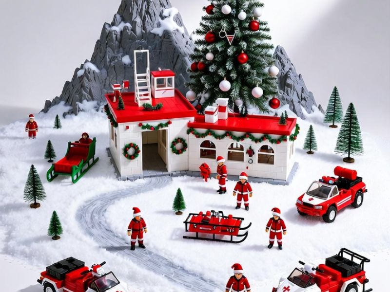 Detailed Christmas adventure playset for older children with vehicles and figures - grok imagine