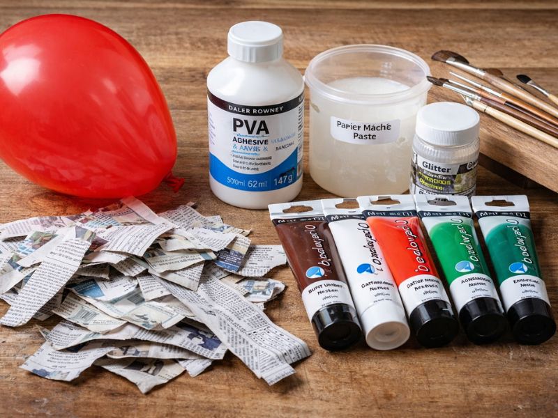 Products Needed To Make A Papier-Mâché Christmas Pudding - AiImage