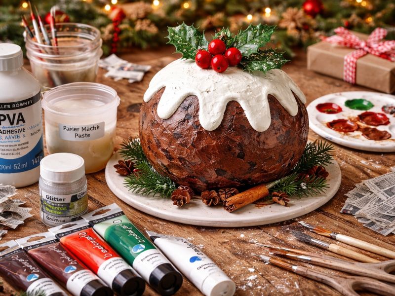 Products used for the Papier-Mâché Christmas Pudding - AiImage