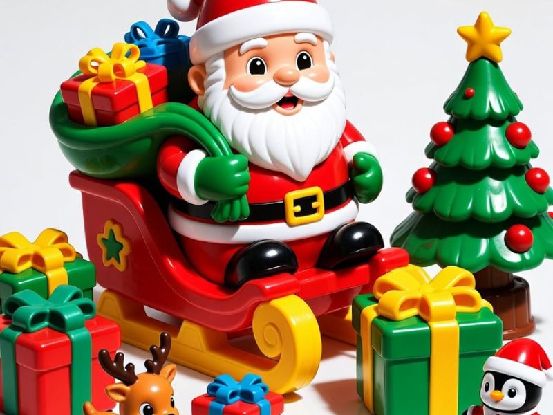 Toddler Christmas playset — chunky colourful Santa's workshop for small children - Grok imagine