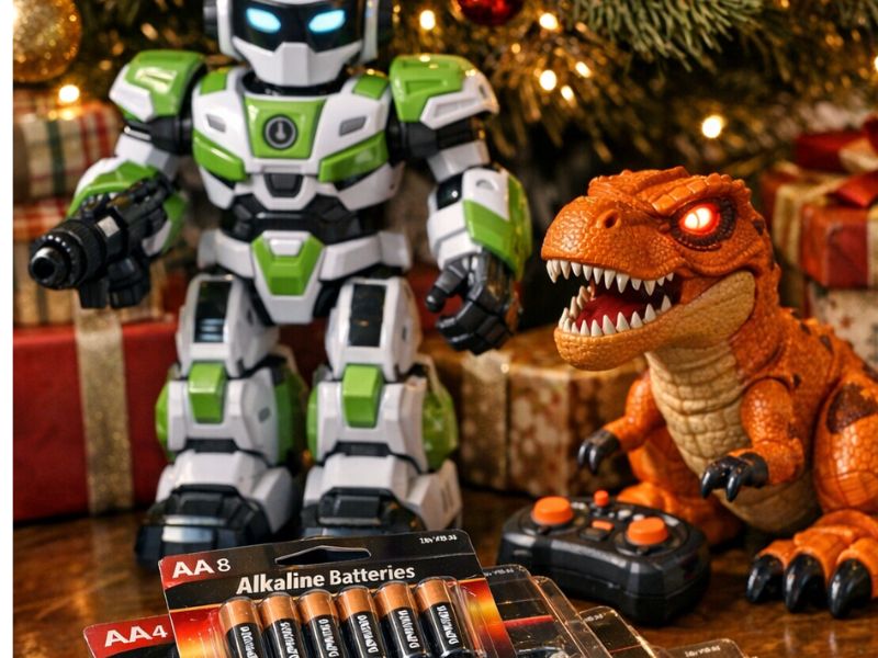 A image of a set of toys with batteries