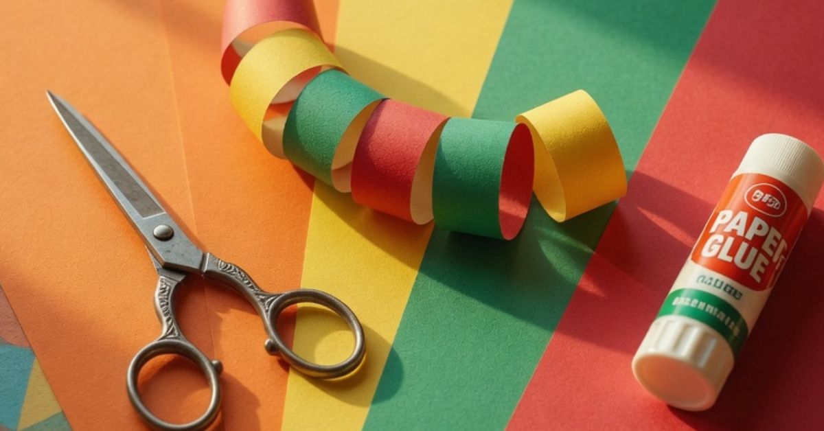 Products needed to create the 60s inspired christmas paperchain