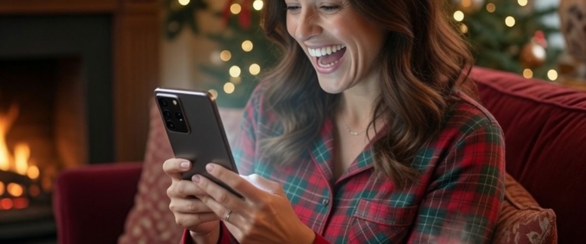 Parent excitedly booking Christmas train - grok imagine