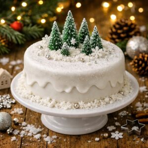 Snow Scene Christmas Layer Cake Recipe
