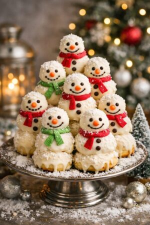 How To Make Profiterole Snowman Towers