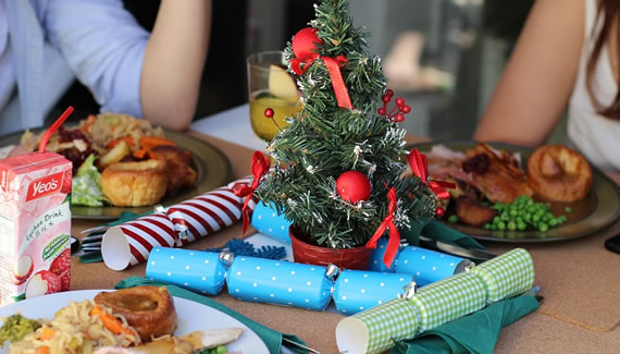 Christmas dinner at the table