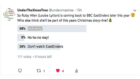 EastEnders Twitter Poll @underxmastree
