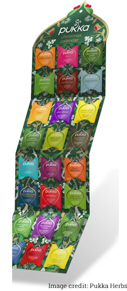 Image of contents of Pukka Herbs Christmas advent calendar