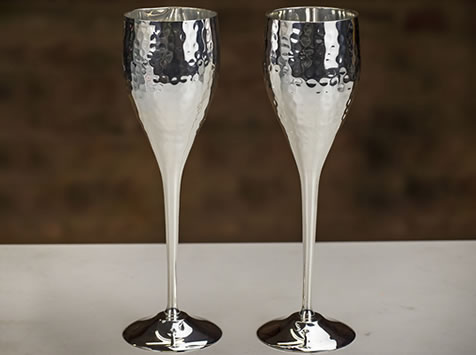 Culinary Concepts 'Let's Get Hammered' Sliver Plated Champagne Flutes