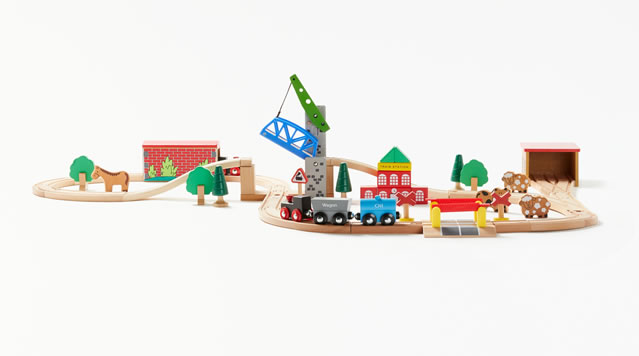 John Lewis & Partners 50-piece Wooden Train Set