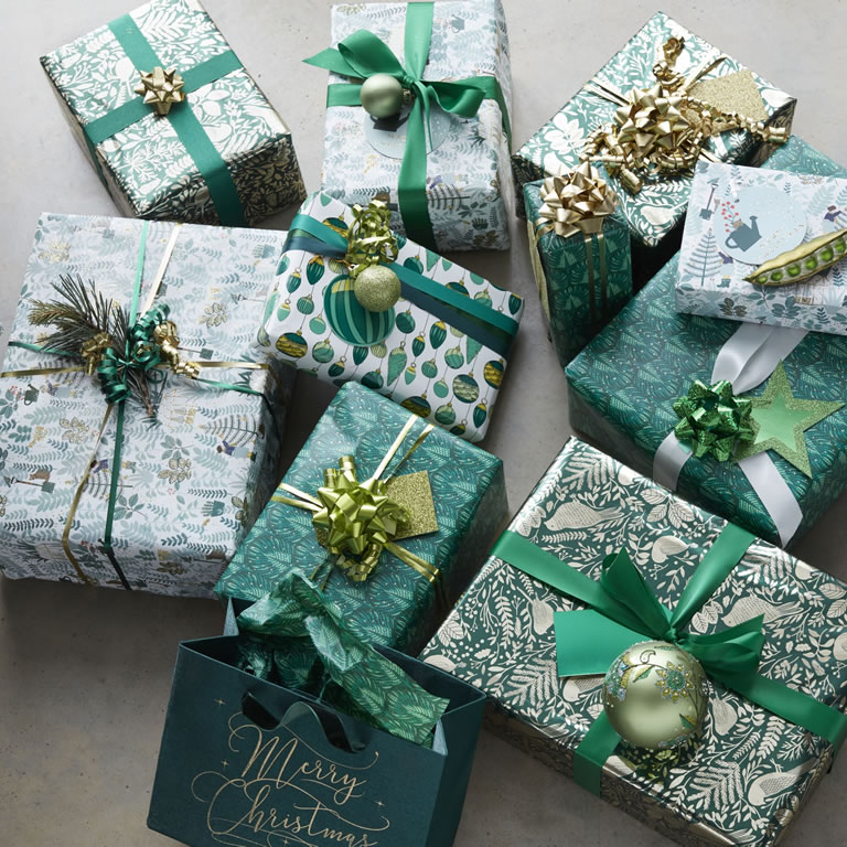 John Lewis & Partners Green Baubles Wrap