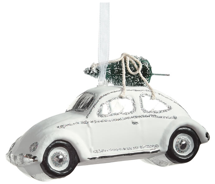 John Lewis & Partners Snowscape Glass Car with Tree