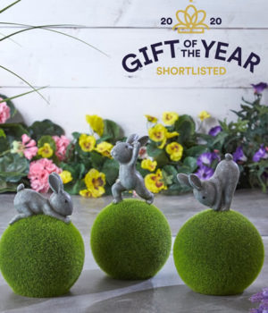 Flocked Set of 3 Yoga Bunnies