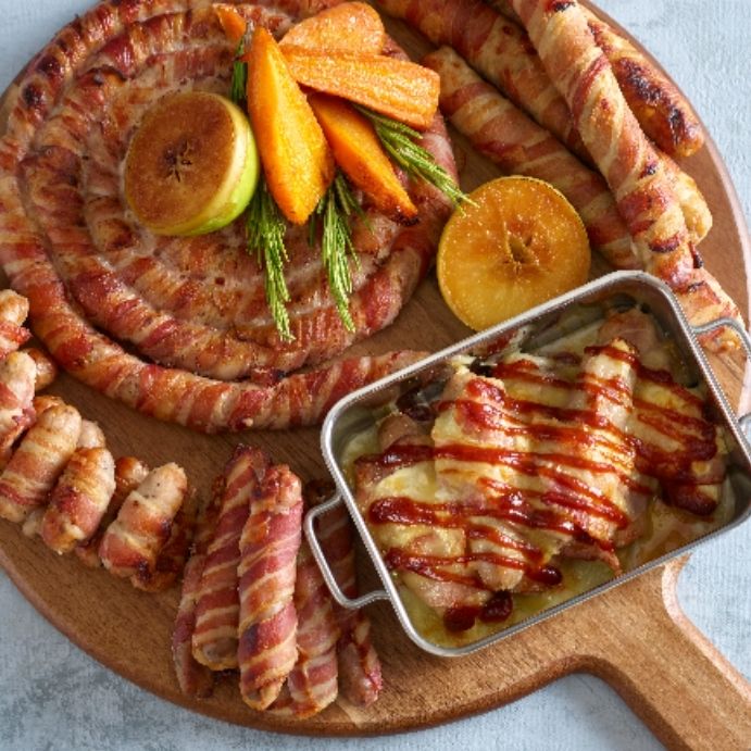Aldi Christmas 2020: Specially Selected Pigs in Blankets - 2 Metre Pig in Blanket, Loaded Pig in Blankets, Truffle Pig in Blanket, Frankfurther Sausages Wrapped in Bacon