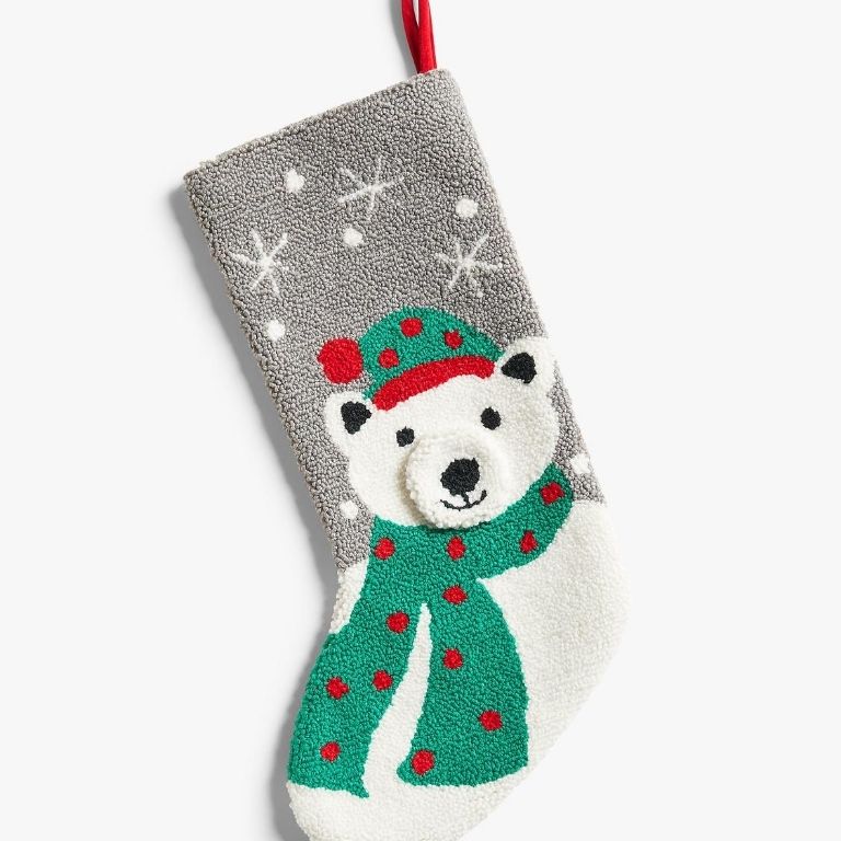 John Lewis & Partners Boucle Polar Bear Christmas Stocking