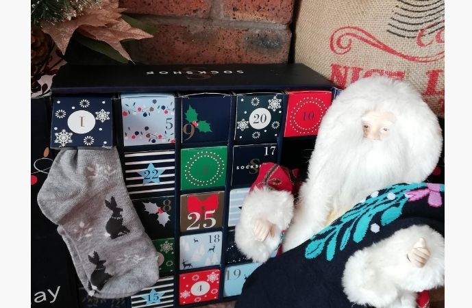 SOCKSHOP 25 Days of Socks Advent Calendar - opened box with socks