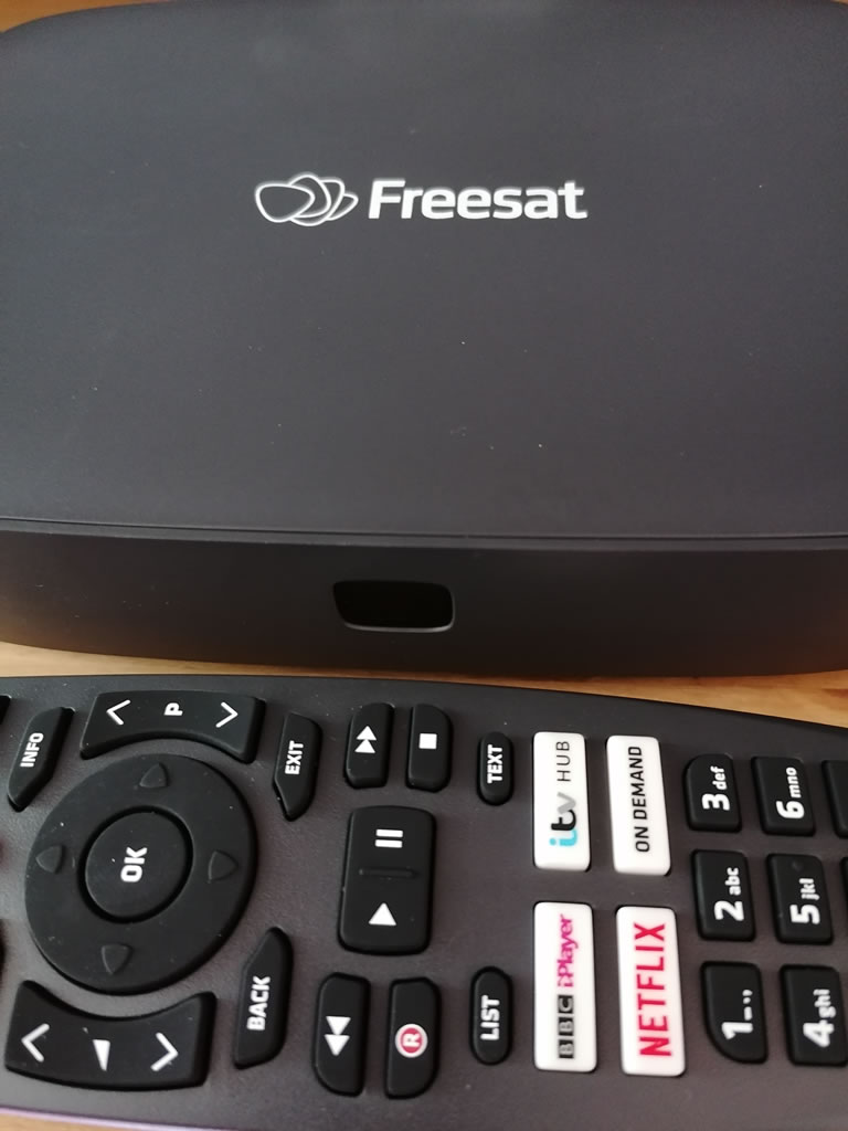 Image Of Freesat 4K TV Box And Remote