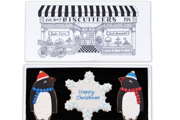 Personalised Christmas Penguins Letterbox Biscuits