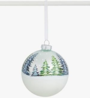 Snow Mountain Frosted/Clear Tree Scene Bauble