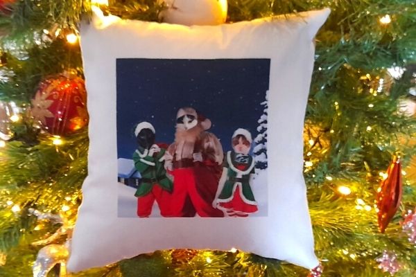Paw & Glory Santa & His Elves Custom Pet Cushion