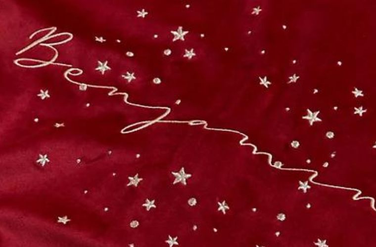 Marks and Spencer Personalised Red Velvet Christmas Sack - Gold Lettering