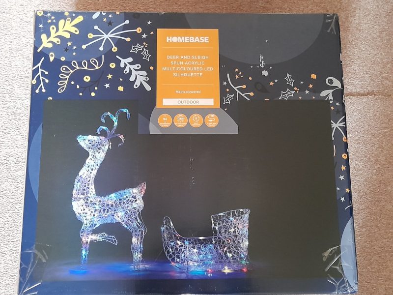 Christmas Gift Review 2022 Reindeer & Sleigh 3D Outdoor Decoration