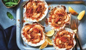 Marks And Spencer Collection 4 Seafood Shells with Chorizo (serves 4) £20, 308g