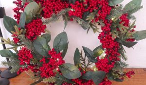 Lights4Fun - 50cm Pre Lit Red Berry Christmas Wreath, £59.99