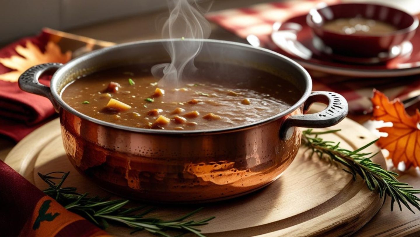 Gravy being made in a pot