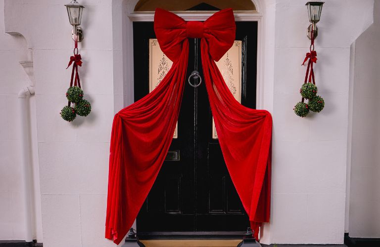 Christmas Doorscape - Porchscape - Home Bargains Extra Large Velvet Bow