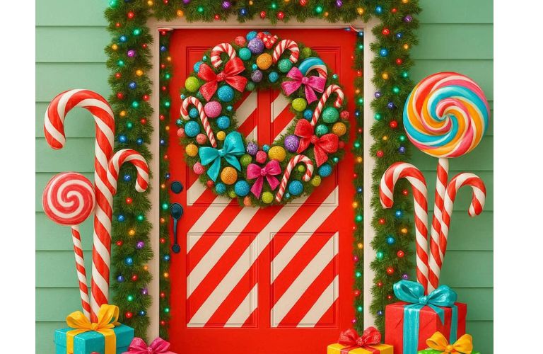 Christmas Doorscaping - Porchscaping - Candy Cane