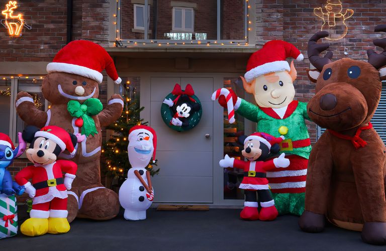 Christmas Doorscaping - Porchscaping - Inflatable Christ,as Characters - FestiveLights