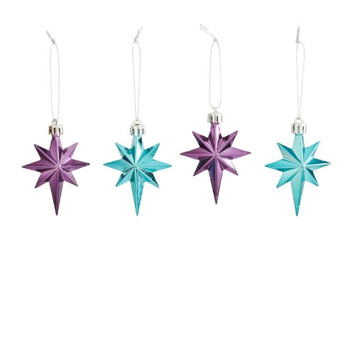 Dunelm 4 Purple And Blue Star Decorations