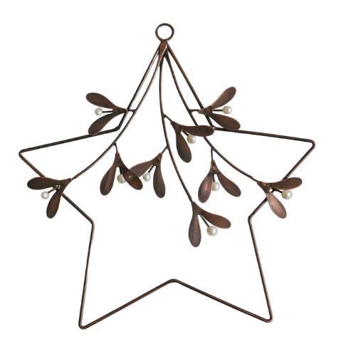 IVYLINE ANTIQUE GOLD STAR MISTLETOE WREATH £29.99