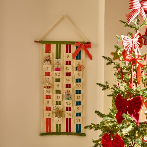Alternative Advent Calendars 2025 - Oliver Bonas Velvet Stripe Embroidered Advent