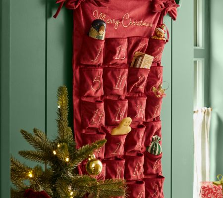 Alternative Advent Calendars 2026 - Dunelm Vintage Christmas 2026 Velvet hanging advent calendar £18
