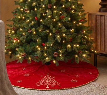 The Range, Embroidered Christmas Tree Skirt - Red, £16.99