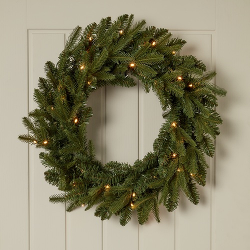 B&Q 50cm Fraser Fir Natural Pre-lit Christmas wreath - Green