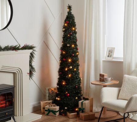 B&Q 6ft Slim Trevalli Warm white LED Pre-lit Artificial Christmas tree £40