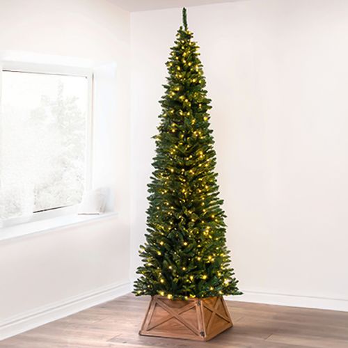 Best Christmas Trees 2025 -  The Range, Pre-lit Green Italian Pencilimo Tree with Hinged Branches 8ft