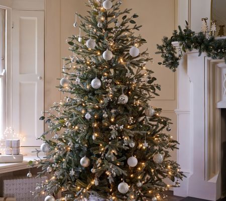 Next Home - White Frosty Foliage 7ft Pre-Lit Christmas Tree