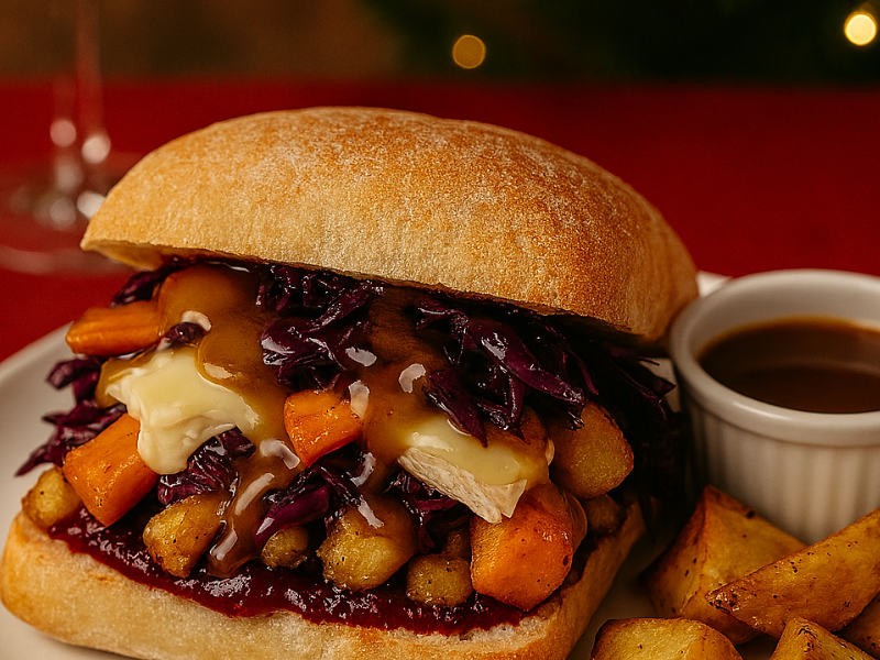 Christmas leftover Sandwich ideas - Veggie Christmas Feast Ciabatta Fully Vegetarian Option