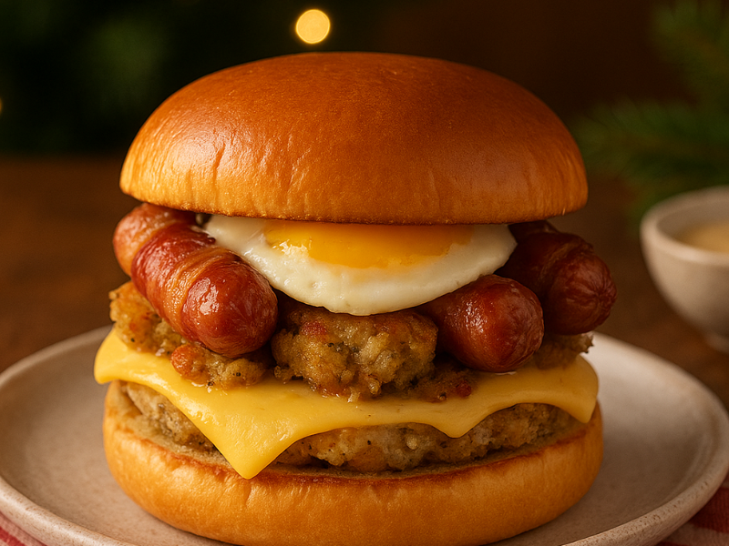 Christmas leftover Sandwich ideas - Pigs-in-Blankets Breakfast Melt