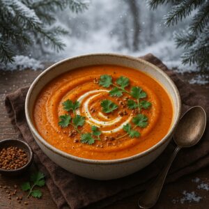 Winter Carrot & Coriander Soup with Smoky Paprika